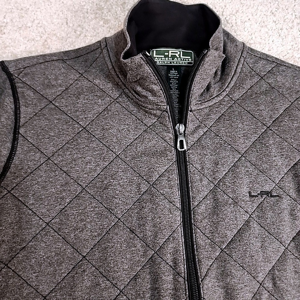 Lauren Active Ralph Lauren Jacket Womens Large Gray Quilted Full Zip Mock Neck